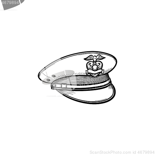 Image of Police hat hand drawn outline doodle icon.