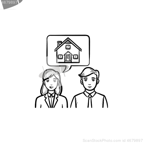 Image of Real estate consultation hand drawn outline doodle icon