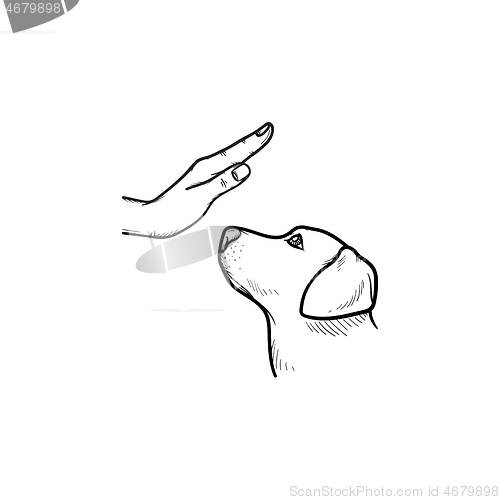 Image of Dog training hand drawn outline doodle icon.