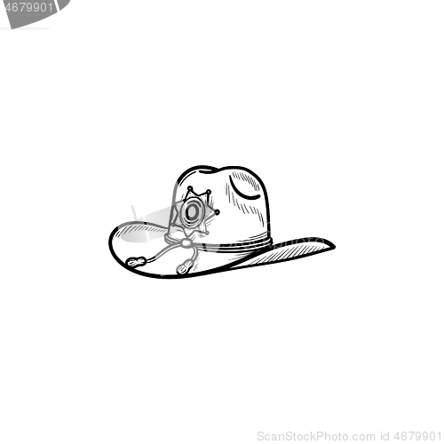 Image of Sheriff hat hand drawn outline doodle icon.