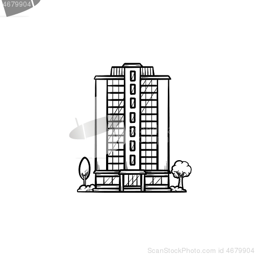 Image of Residential building hand drawn outline doodle icon.