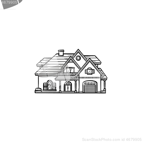 Image of Private house hand drawn outline doodle icon.