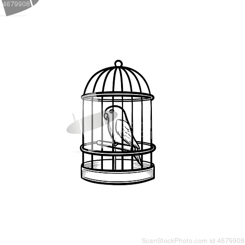 Image of A bird in the trap hand drawn outline doodle icon.