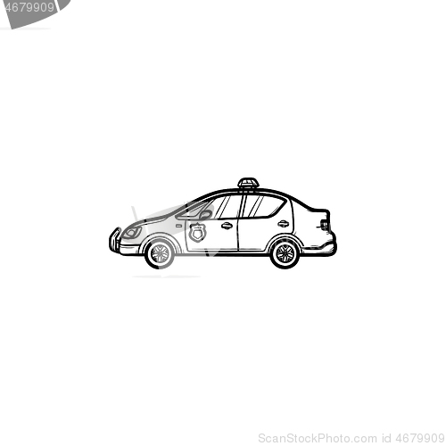 Image of Police car hand drawn outline doodle icon.