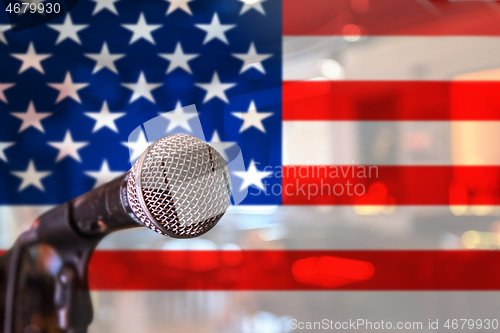 Image of Microphone on USA flag