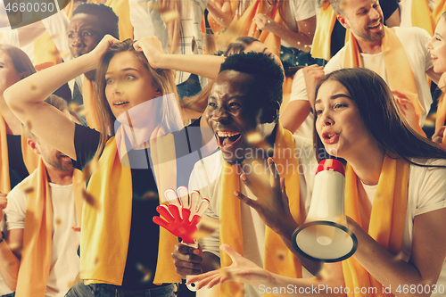 Image of stadium soccer fans emotions portrait