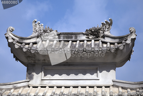 Image of Decoration on a temple roof in Vietnam