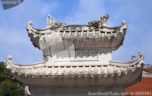 Image of Decoration on a temple roof in Vietnam