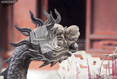 Image of Dragon sculpture in a temple in Hanoi, Vietnam