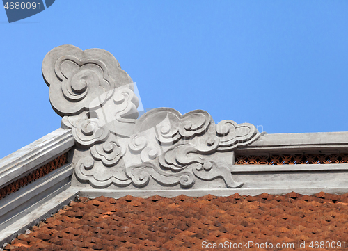 Image of Decoration on a temple roof in Vietnam