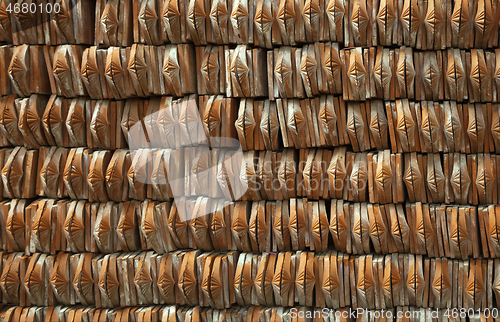 Image of Background of old clay tiles in a pile