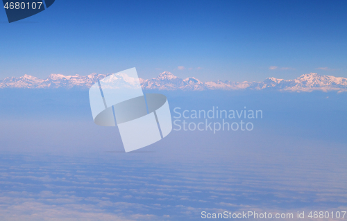 Image of Himalaya mountains from the airplane