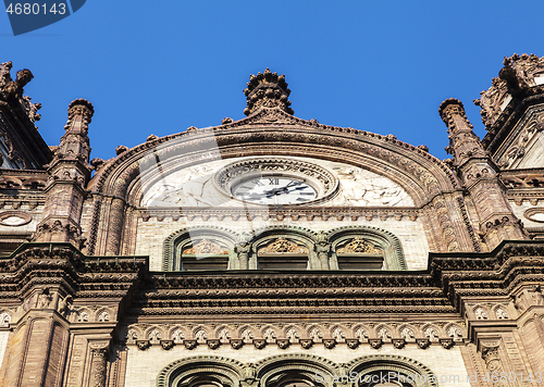 Image of The facade of the old antique Parisi Udvar shopping mall in Budapest.