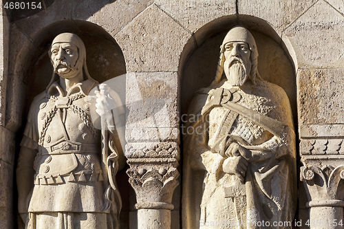 Image of Statues decorating Fisherman bastion in Budapest