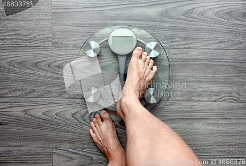 Image of Human feet on electronic scales