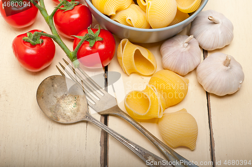 Image of Italian snail lumaconi pasta with tomatoes