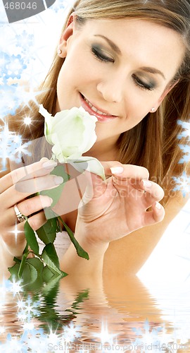 Image of white rose woman in water