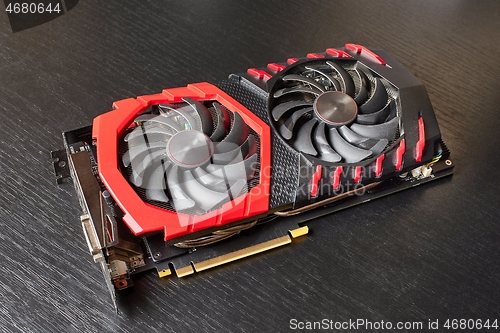 Image of Computer graphics card with cooler fans