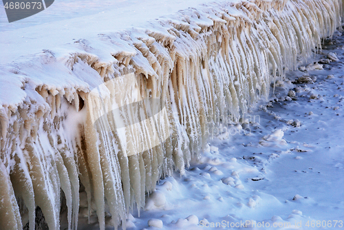 Image of rows of icicles on the embankment