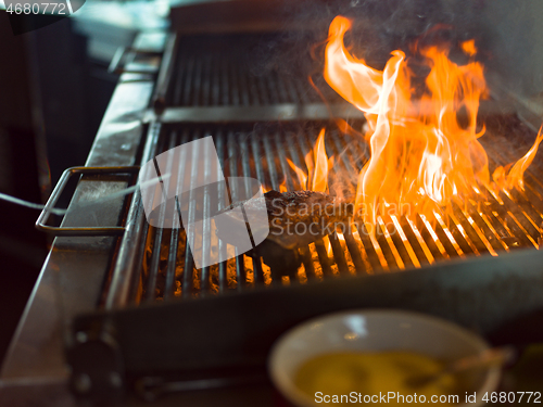 Image of beef steak on the grill