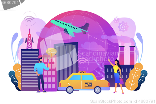 Image of Global internet of things smart city concept vector illustration