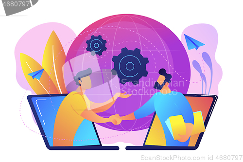 Image of Online conference and business concept vector illustration.