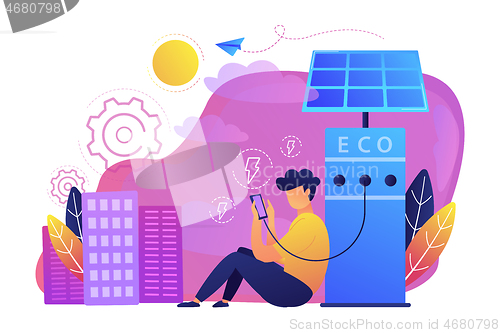Image of Eco recharge stations in smart city concept vector illustration.