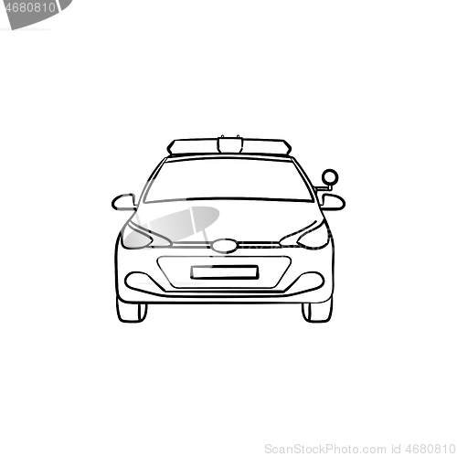 Image of Police car hand drawn outline doodle icon.