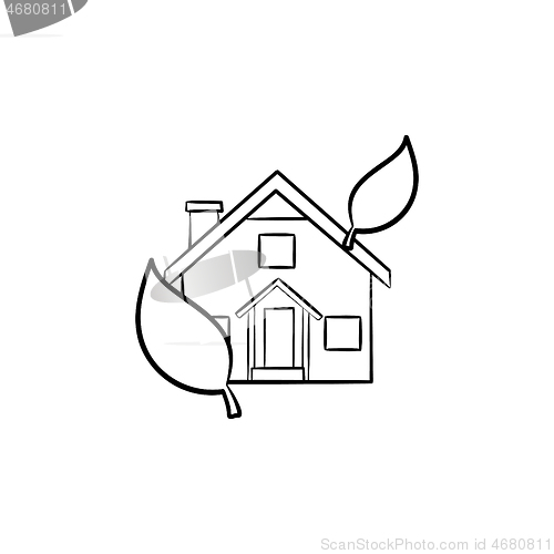 Image of Ecological house hand drawn outline doodle icon.
