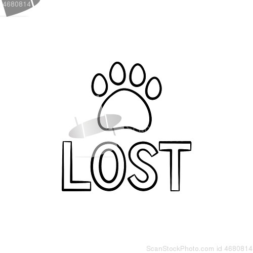 Image of Lost dog hand drawn outline doodle icon.