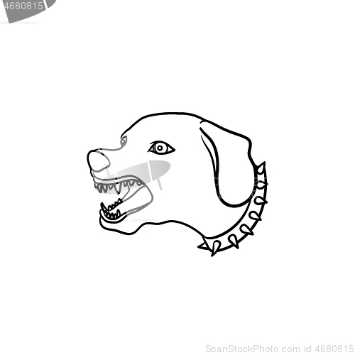 Image of Angry dog with teeth hand drawn outline doodle icon.