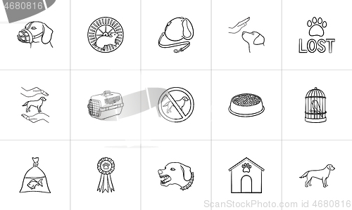 Image of Pets hand drawn outline doodle icon set.