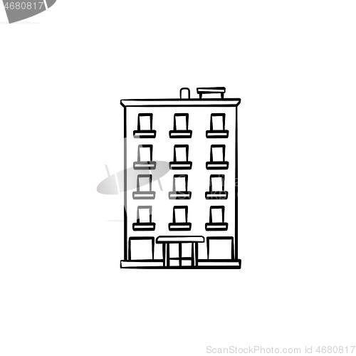 Image of Apartment building hand drawn outline doodle icon.