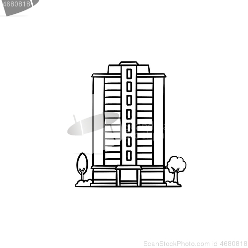 Image of Residential building hand drawn outline doodle icon.