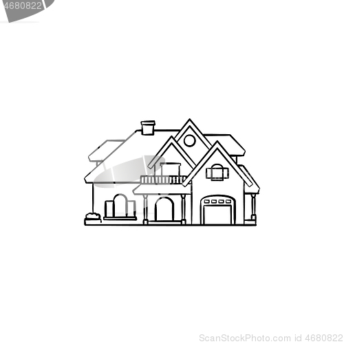 Image of Private house hand drawn outline doodle icon.