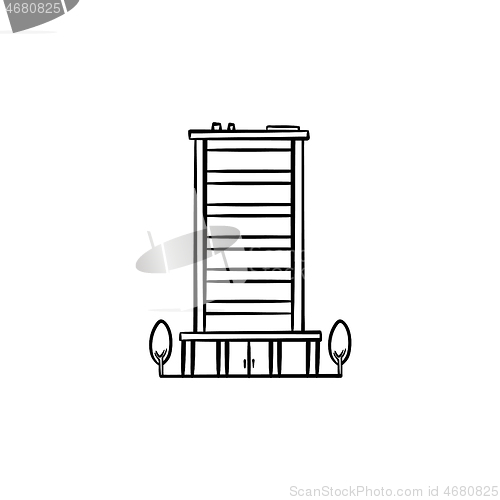 Image of Office building hand drawn outline doodle icon.