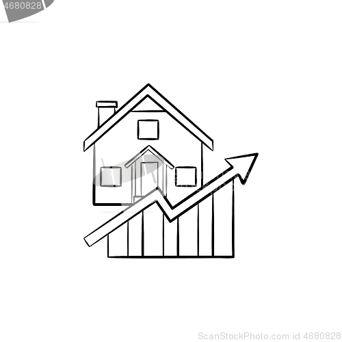 Image of Real estate market growth hand drawn outline doodle icon.