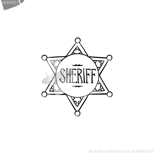 Image of Sheriff star hand drawn outline doodle icon.