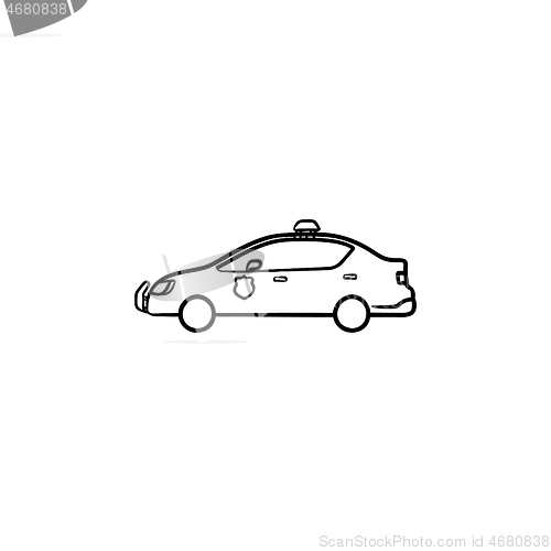 Image of Police car hand drawn outline doodle icon.