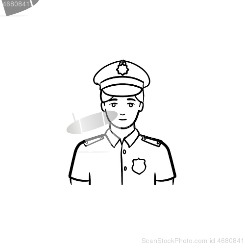 Image of Policeman hand drawn outline doodle icon.