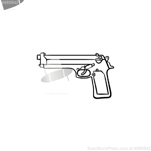 Image of Handgun hand drawn outline doodle icon.