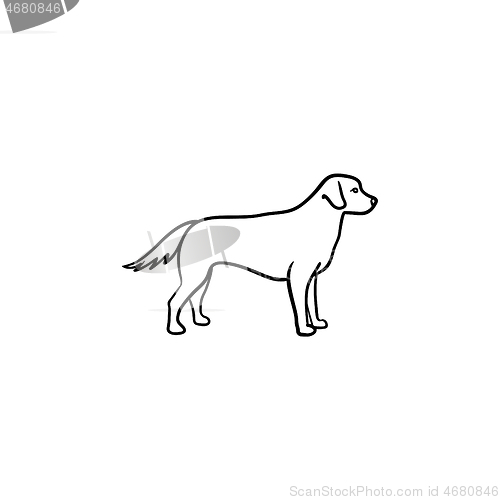 Image of Friendly dog hand drawn outline doodle icon.