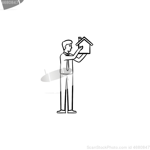 Image of House constructor hand drawn outline doodle icon.