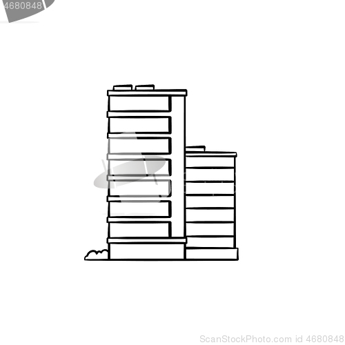 Image of Office buildings hand drawn outline doodle icon.