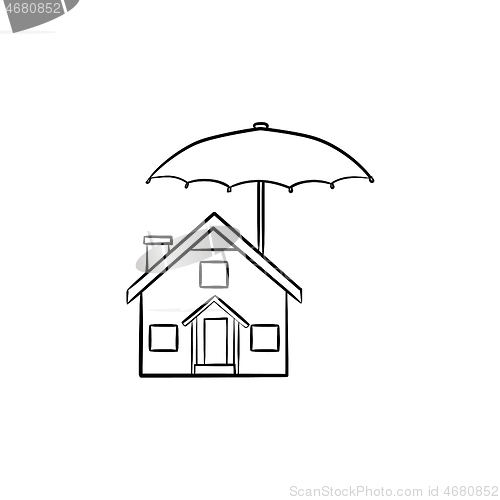 Image of House insurance hand drawn outline doodle icon.