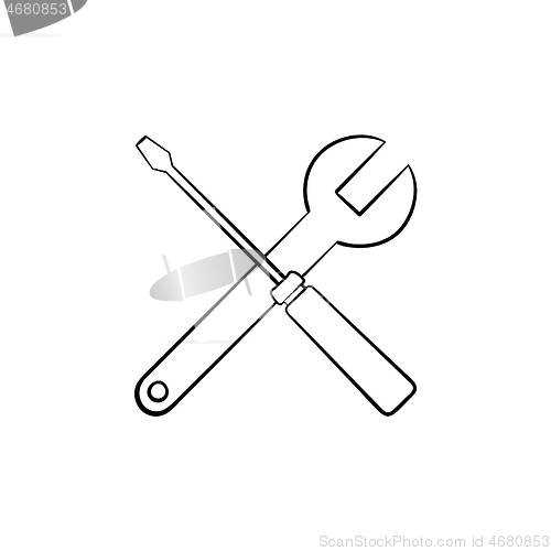 Image of Repair tools hand drawn outline doodle icon.