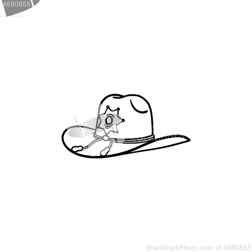 Image of Sheriff hat hand drawn outline doodle icon.