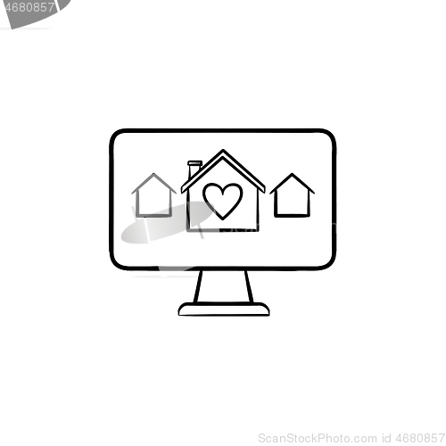 Image of Real estate website hand drawn outline doodle icon.