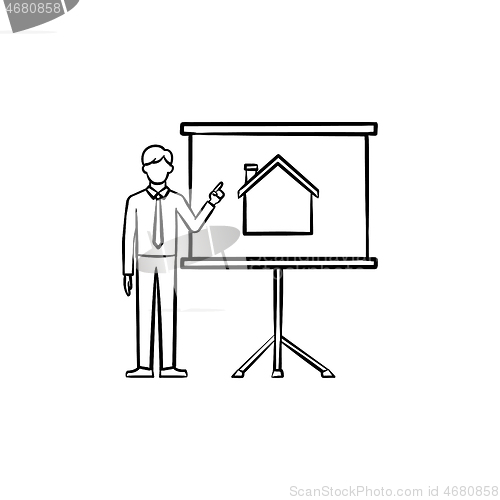 Image of Real estate presentation hand drawn outline doodle icon