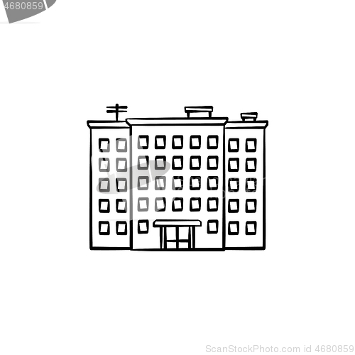 Image of Block of flats hand drawn outline doodle icon.